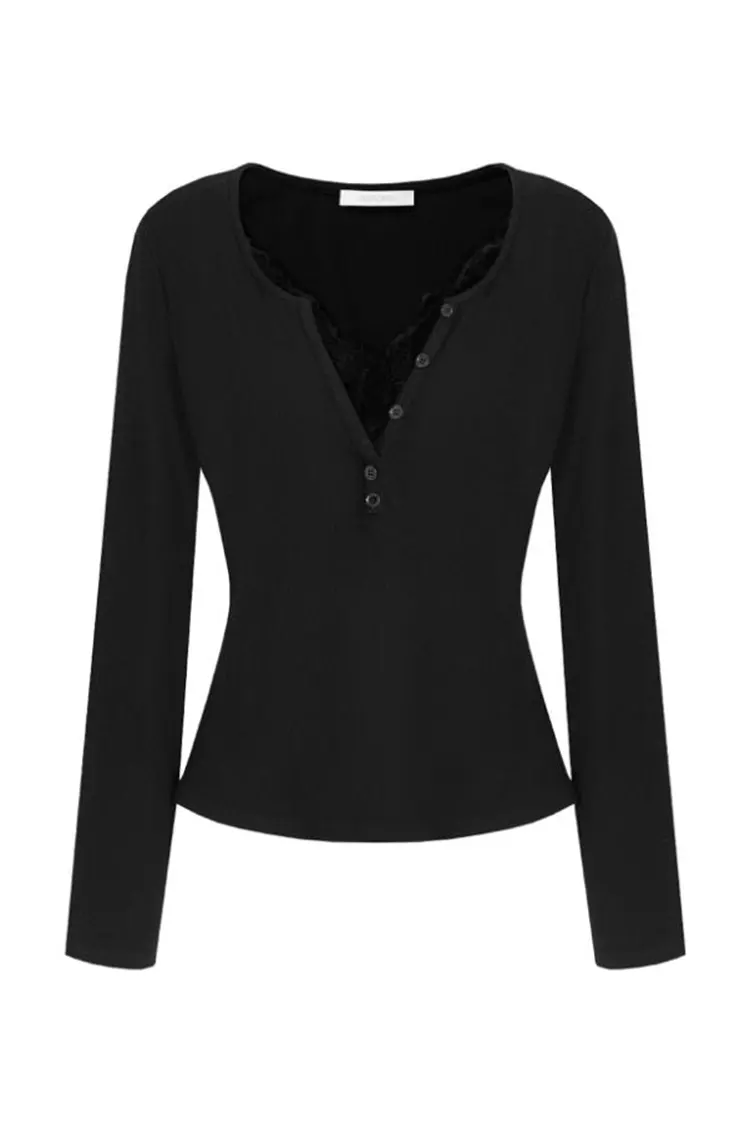 মহিলাদের লেস ভি-নেক স্লিম সোয়েটার